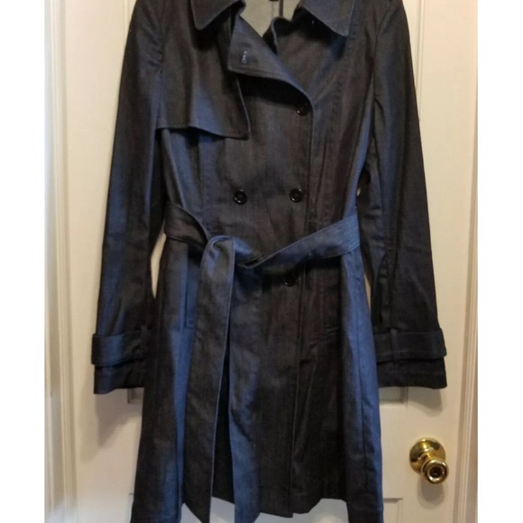 Refined Denim Trench Dark Denim Cotton Unlined - Picture 2 of 8